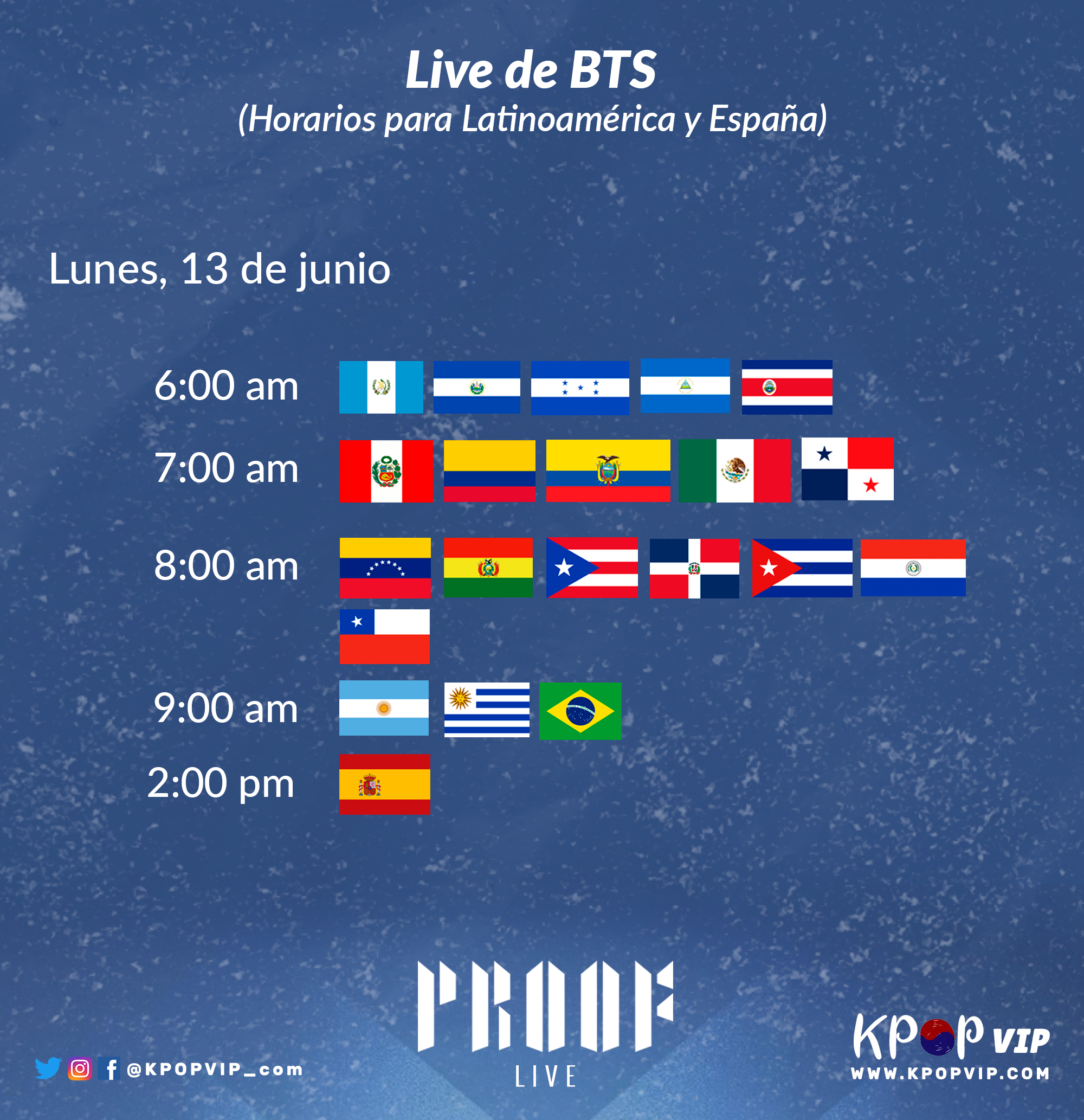 Army, se acaba de confirmar un live de BTS sumamente especial como parte de sus actividades post comeback y también para celebrar su aniversario número 9. La información que ha sacado Weverse en un anuncio oficial ha sido muy reciente, así que aquí te mostraremos los detalles más importantes. ¿Qué pasará en el live de BTS? El calendario de BTS para este comeback ha estado lleno de actividades y algunas de ellas son sorpresa. Por ejemplo, para el día de hoy se sabría que había un anuncio, aunque no se especificó qué sería, ya que en el calendario solo aparecían unos signos de interrogación. Finalmente se reveló el secreto y se trata de un live de BTS que se realizará el 13 de junio a las 9:00 pm (KST). Todo esto será después del lanzamiento de Proof, el cual se tiene programado para el viernes 10 de junio (aunque para Latinoamérica los horarios del comeback de BTS son distintos puedes revisarlos AQUÍ). BTS (방탄소년단) 'Proof' Live Official Poster 2022.06.13. 9PM KST | 8AM ET @ BANGTAN TV#BTS #방탄소년단 #BTS_Proof pic.twitter.com/pdM62uAzYg — BTS_official (@bts_bighit) June 6, 2022 Es muy probable que veamos la reacción de BTS al MV de Yet to Come e incluso una presentación de la canción, así como de otros temas dentro de la antología Proof. ¿Por dónde puedo ver el live de BTS? Según el anuncio oficial en Twitter el live de BTS se realizará a través de su cuenta de Youtube BangtanTV. Lo más probable es que un día antes u horas antes aparezca una cuenta regresiva al video. Todo lo que tendrás que hacer es estar atento y guardar la notificación cuando esta aparezca en el canal. Live de BTS: horarios para Latinoamérica y España Como te comentábamos el live de BTS que se realizará el 13 de junio a las 9:00 pm (KST) y como sabemos que hay muchas Army en Latinoamérica y España, aquí les dejamos los horarios para esos países. ¿Quién será el invitado especial del live de BTS? Por ahora no se sabe absolutamente nada de quién será el invitado especial. Sin embargo, Army ya está especulando que podría ser Snoop Dogg, Halsey, Charlie Puth o Silk Sonic. DÓNDE ESTÁ SNOOP DOGG Y POR QUÉ ESTÁ SECRETAMENTE EN COREA? AH???? pic.twitter.com/kYT4QvrFI3 — Ange⁷ | ᴾʳᵒᵒᶠ 06.10 (@Annge_myg) June 6, 2022 Según algunas teorías que vi es que el invitado especial puede ser Halsey ya que es la única que aparece en lista de los tracklist pic.twitter.com/GlmEygfCNZ — 𝒜𝓃𝓰𝔂 ºᵗ⁷ ᴾʳᵒᵒᶠ ~ᵂⁱᵗʰ ʸᵒᵘ ᴶⁱᵐⁱⁿ~ |PROD.SUGA (@Martha_S_7) June 6, 2022 army cuando anuncien que el invitado especial es charlie puth pic.twitter.com/jmlUlVg9Ku — kathe; proof (@byS30KJIN) June 6, 2022 special guest, two chairs in the background, and picture taken in vegas? dare I say silk sonic? pic.twitter.com/npJeAuD430 — ✧*ava☽⁷ WE LOVE YOU JIMIN (@tpwkjimin) June 6, 2022 Lo único que sabemos es que el live de BTS es pre grabado y que las locaciones parecen pertenecer a Las Vegas, por lo que definitivamente será un artista con el que hayan compartido tiempo en Estados Unidos ¿Podría ser Chris Martin o H.E.R.? two chairs…so maybe like the Armypedia special with acoustic versions? a talk show + mini-concert? (paradise performance?) pic.twitter.com/8SYuHm88m4 — bora (@modooborahae) June 6, 2022 Cuéntanos quién crees que podría ser el invitado especial del live de BTS. Además, sigue leyendo Kpop VIP, un espacio dedicado a los amantes de la música, el arte y la cultura sur coreana.
