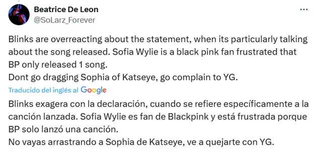 Declaraciones de la actriz Sofia Wylie
